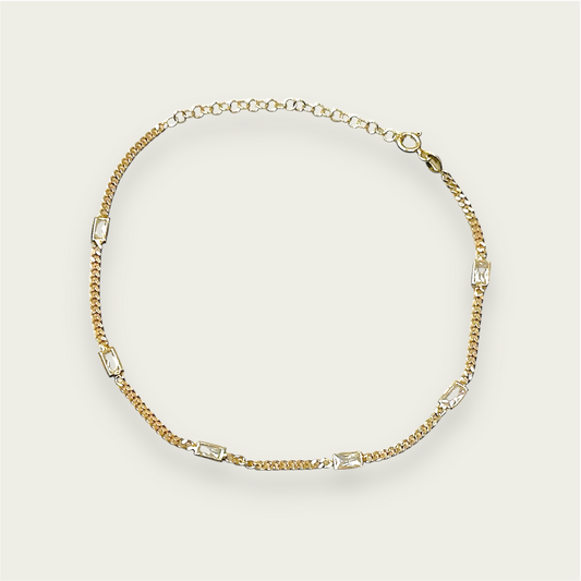 The Baguette Cuban Link Chain Anklet