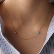 The Lucky Blue Bead and Cross Necklace