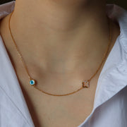 The Evil Eye and Half Pave Clover Necklace