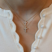 The Double Row Pave Cross Necklace