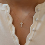 The Double Row Pave Cross Necklace