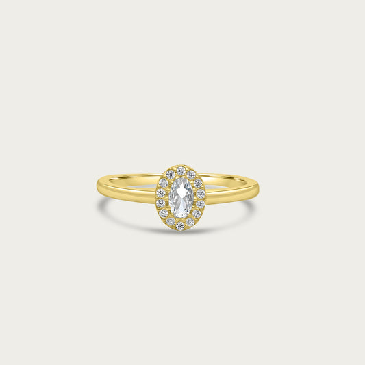 The Mini Oval Solitaire with Pave Halo