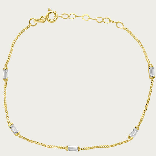 14KT Gold Multi Baguette Stone Bracelet