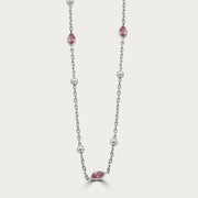 The Beaded Bezel Marquis CZ Station Necklace