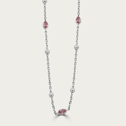 The Beaded Bezel Marquis CZ Station Necklace