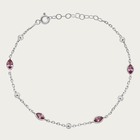 The Beaded Bezel Marquis CZ Station Bracelet