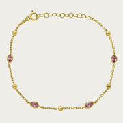 The Beaded Bezel Marquis CZ Station Bracelet