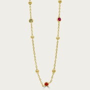 The Beaded Rainbow Bezel CZ Station Necklace