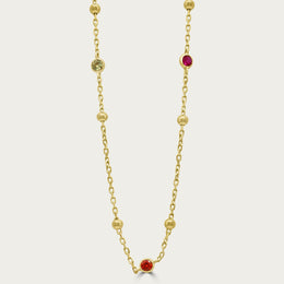 The Beaded Rainbow Bezel CZ Station Necklace