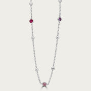 The Beaded Rainbow Bezel CZ Station Necklace