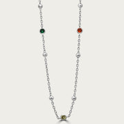 The Beaded Rainbow Bezel CZ Station Necklace