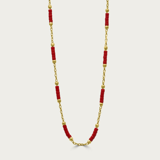 The Coral Glass Beaded Necklace