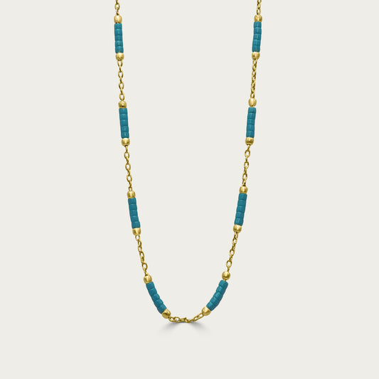 The Turquoise Glass Beaded Necklace