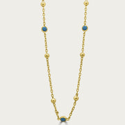 The Beaded Turquoise Bezel Station Necklace