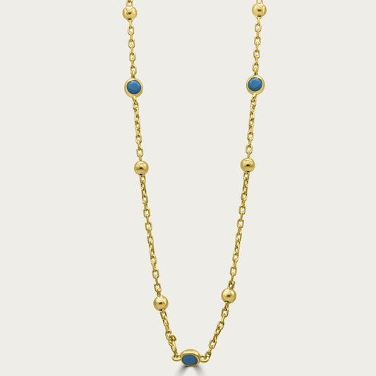 The Beaded Turquoise Bezel Station Necklace