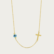 The Glass Evil Eye and Cross Necklace