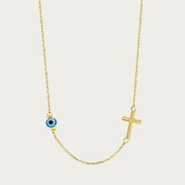 The Glass Evil Eye and Cross Necklace