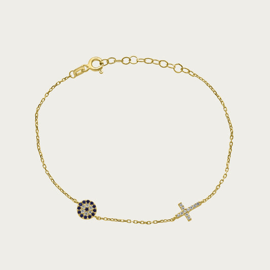 The Small Evil Eye and Cross Bracelet