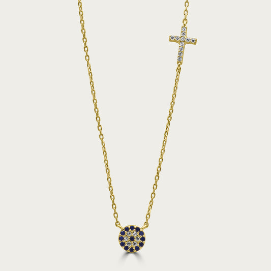 The Mini Evil Eye and Cross Necklace