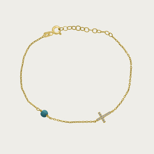 The Lucky Blue Bead and Cross Bracelet