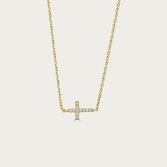 The Pave Side Cross Necklace