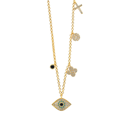 The Multi Charm Necklace - Cross