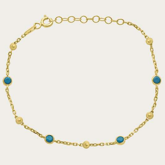 The Beaded Turquoise Bezel Station Bracelet