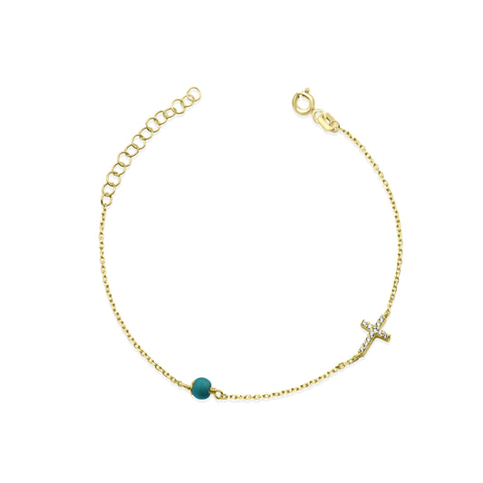 The Lucky Blue Bead and Cross Bracelet